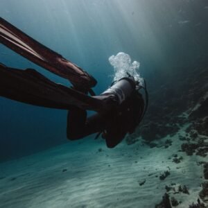 Scuba diver exploring a vibrant reef